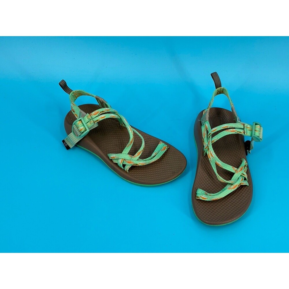 Chaco ZX/2 Sandals Size 3 Green Orange Double Strap Toe Loop Outdoor Hiking